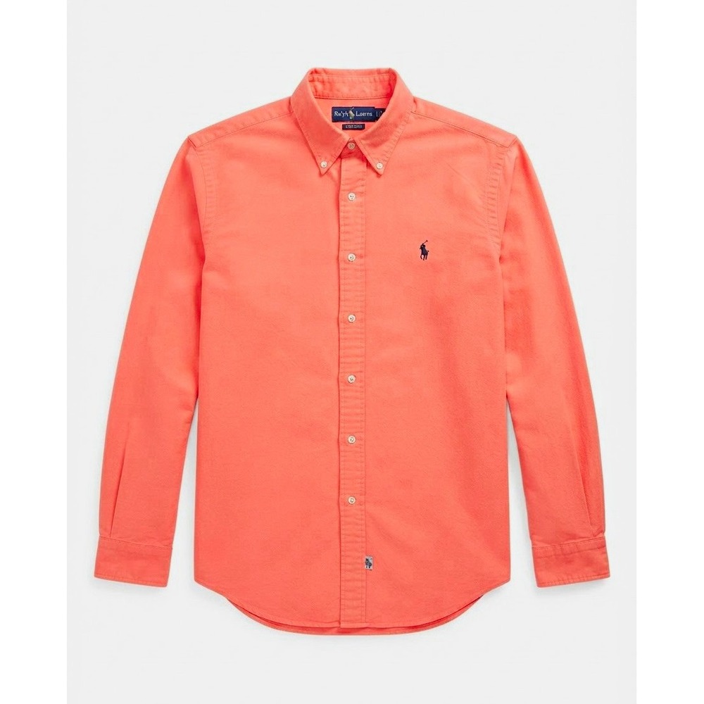 Ralph Lauren Classic Fit Men's L Solid Pink Cotton Long Sleeve Button Down Shirt